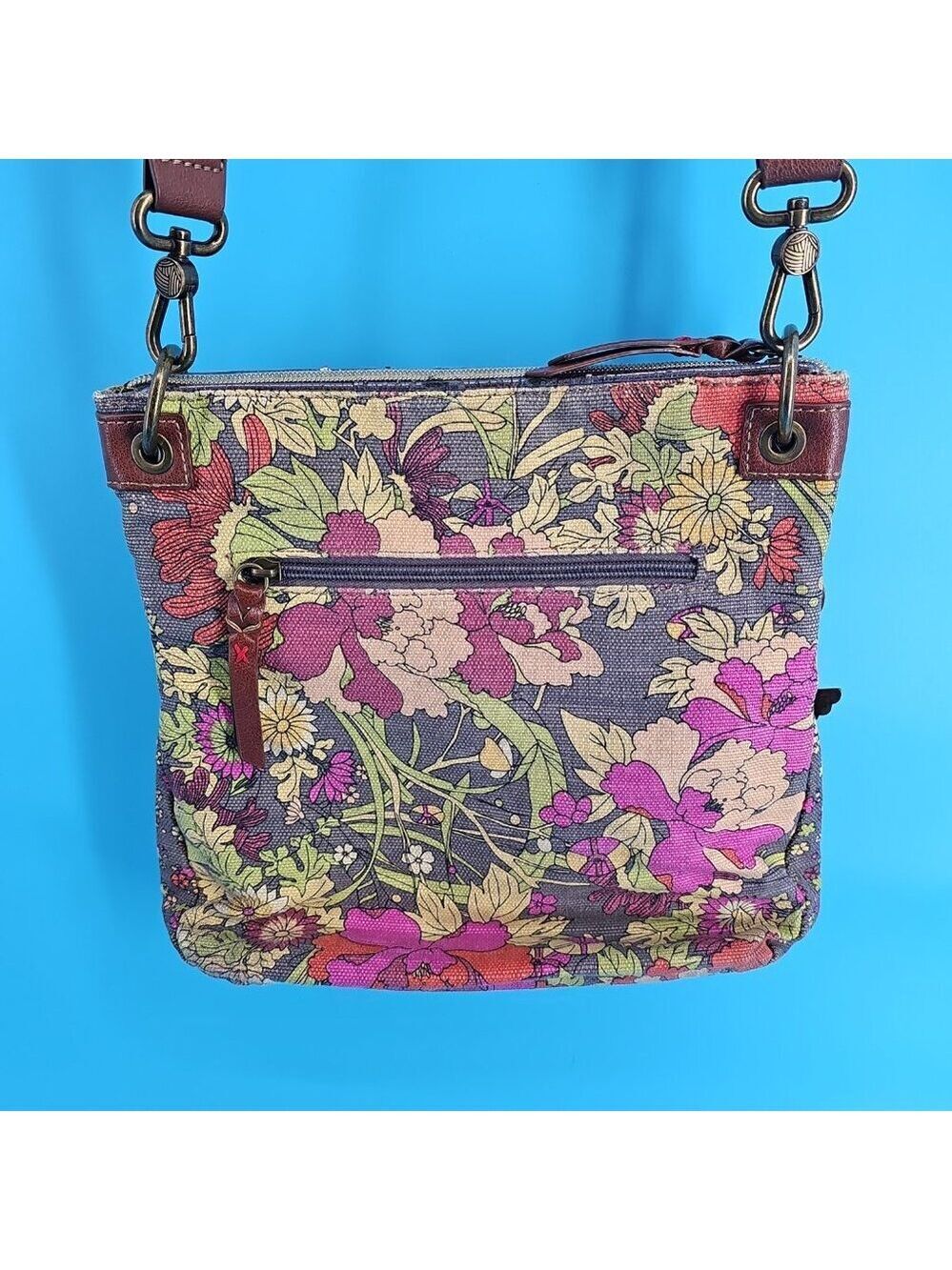 🌿 Sakroots Patchwork Canvas & Leather Crossbody - Picture 5 of 15